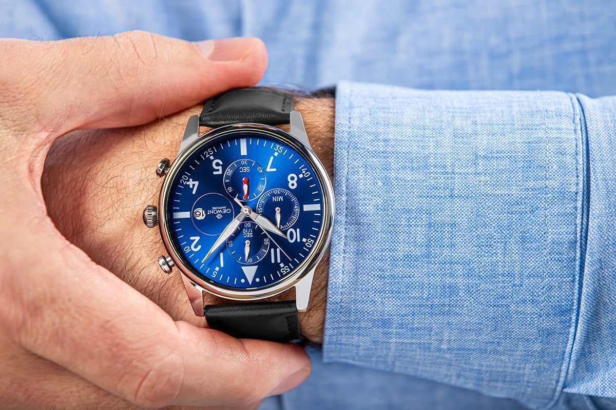 Herrenuhr Giewont Chronograph Saphir Schwarz-Blau GW5630-A3