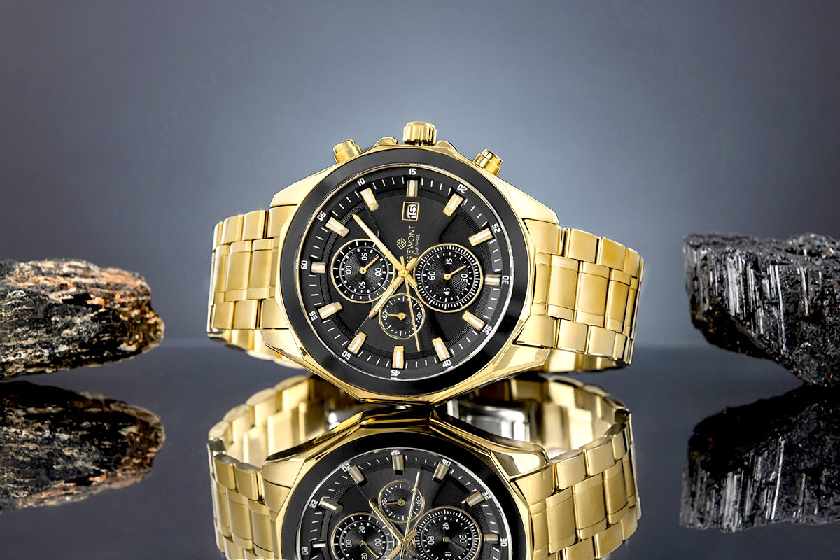 Herrenuhr Giewont Chronograph Saphir Gold Schwarz GW7290-B4