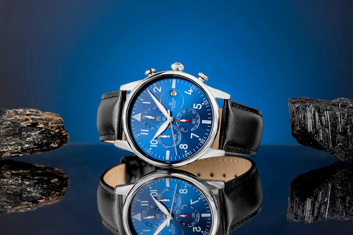 Herrenuhr Giewont Chronograph Saphir Schwarz-Blau GW5630-A3