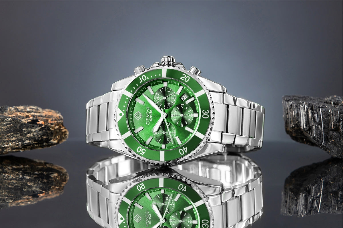 Herrenuhr Giewont Chronograph Saphir Silber-Grün GW3970-B8