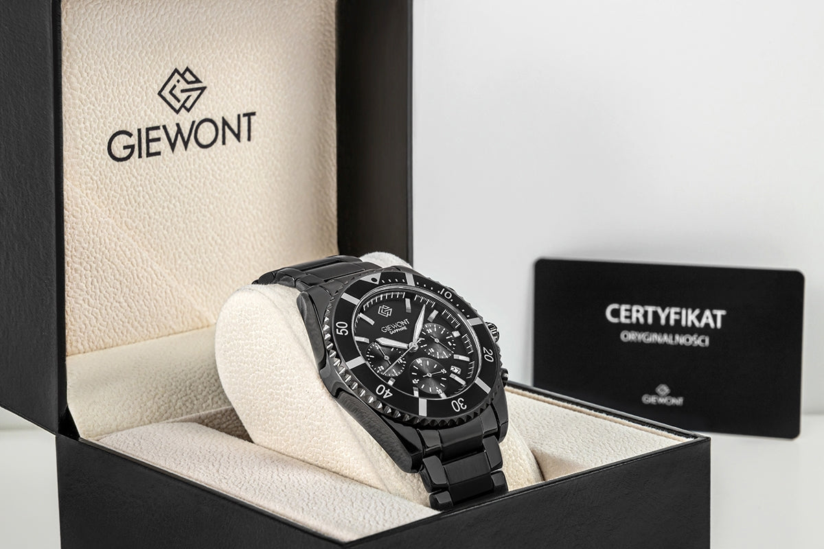 Giewont Men's Chronograph Sapphire Black GW3970-B4 Watch