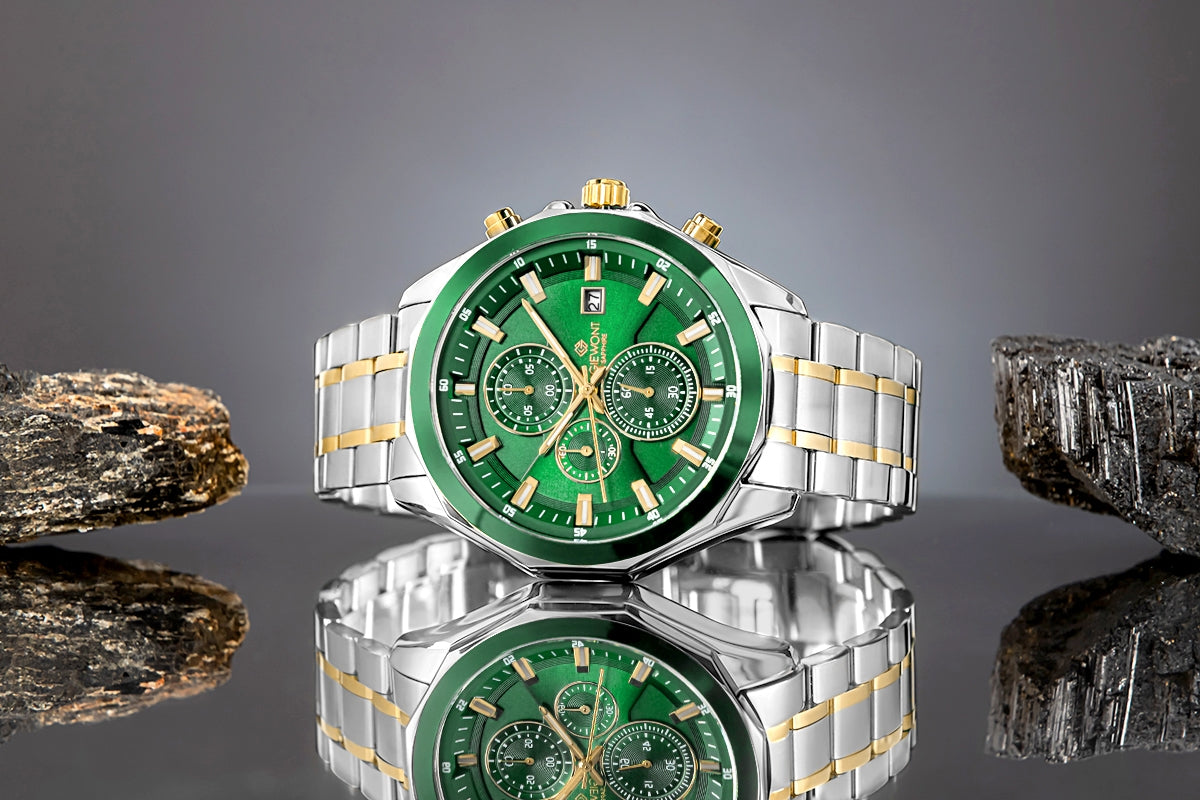 Herrenuhr Giewont Chronograph Saphir Silber Grün GW7290-B7