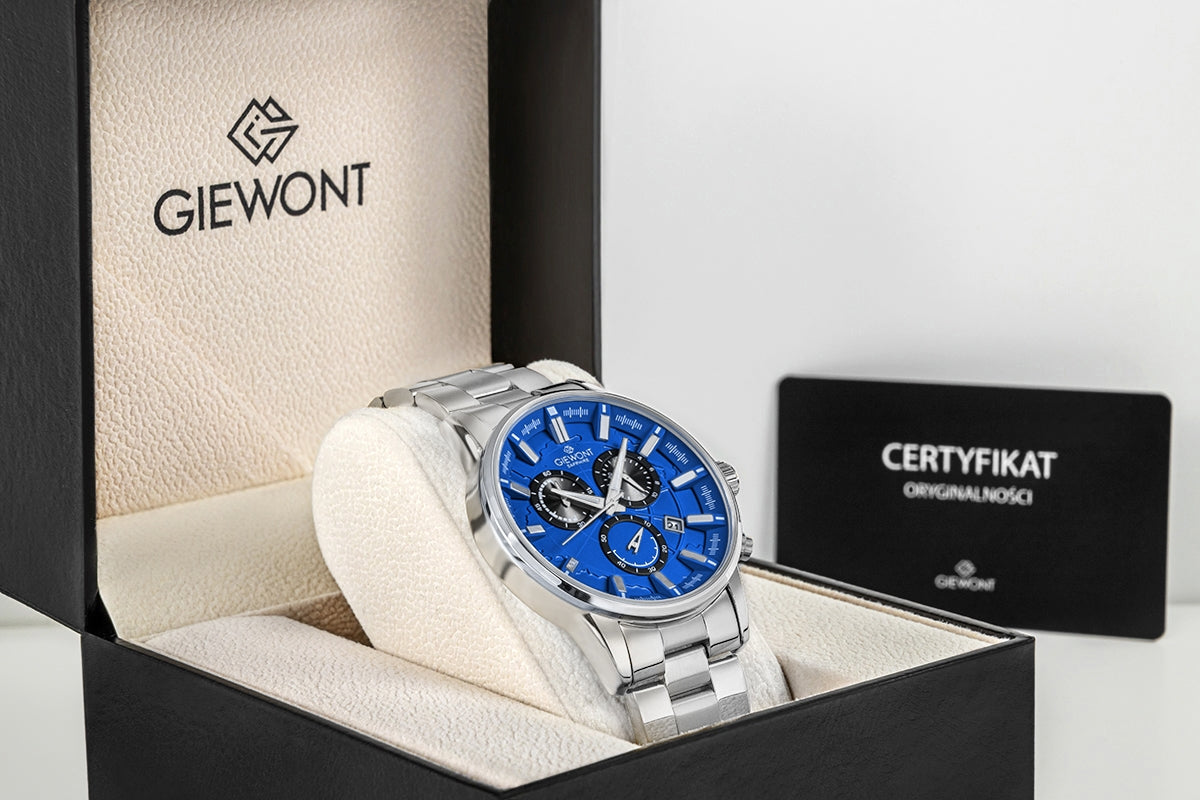 Herrenuhr Giewont Chronograph Saphir Silber-Blau GW4580-B3