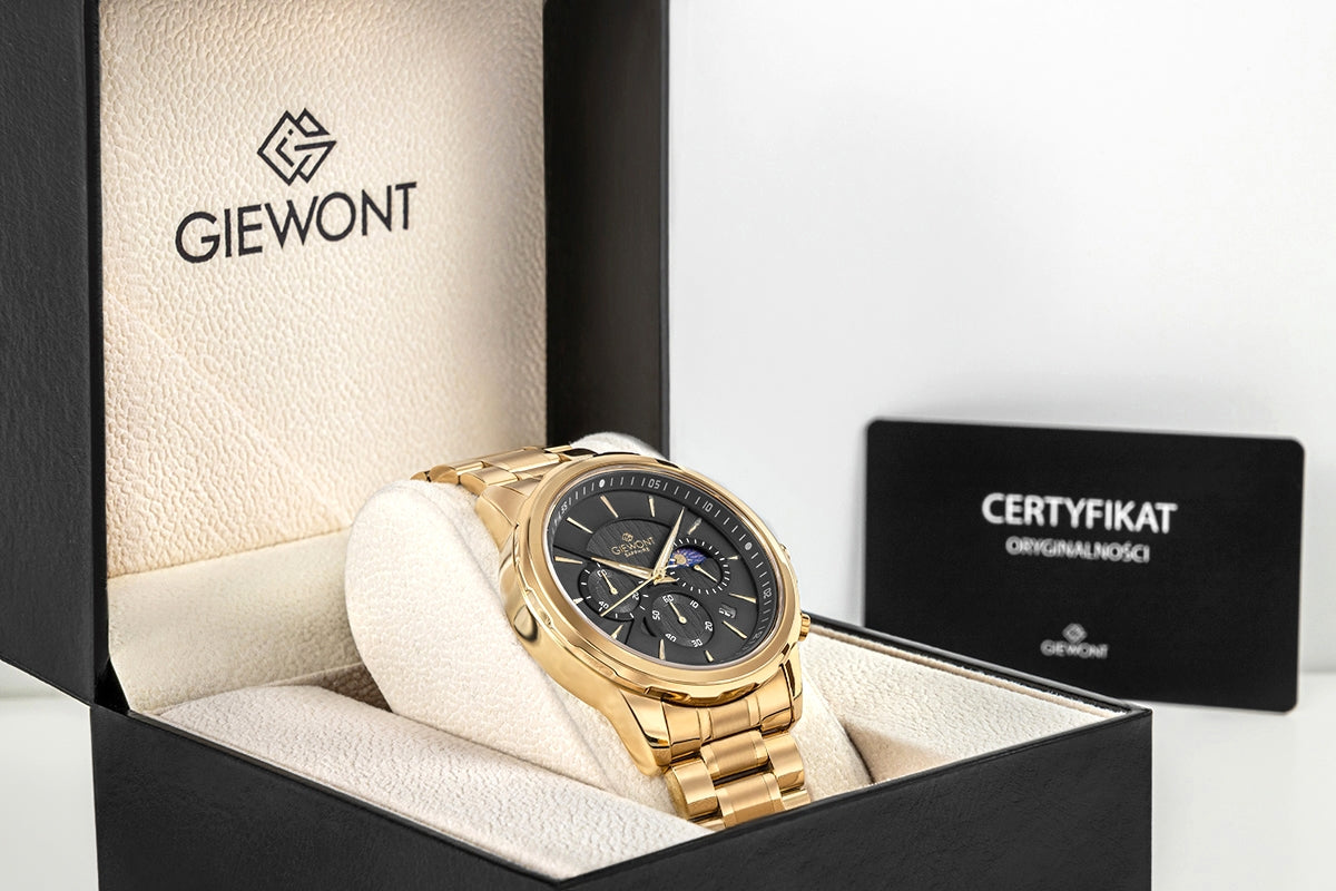 Herrenuhr Giewont Chronograph Saphir Gold Schwarz GW9460-B4