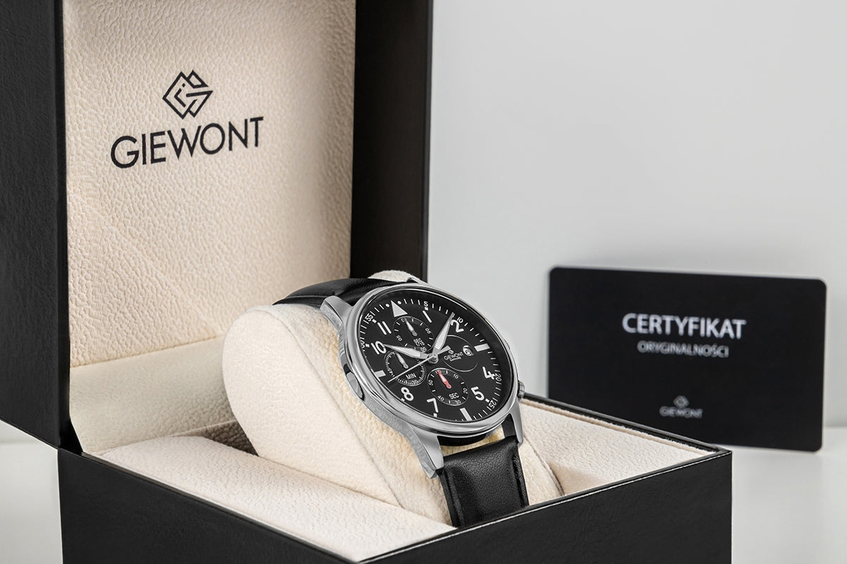 Herrenuhr Giewont Chronograph Saphir Schwarz Silber GW5630-A2