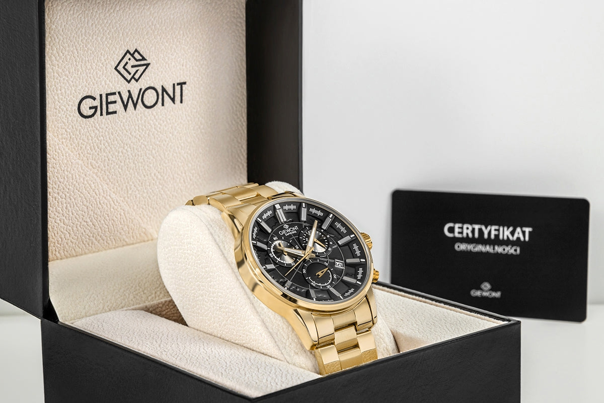 Herrenuhr Giewont Chronograph Saphir Gold Schwarz GW4580-B4