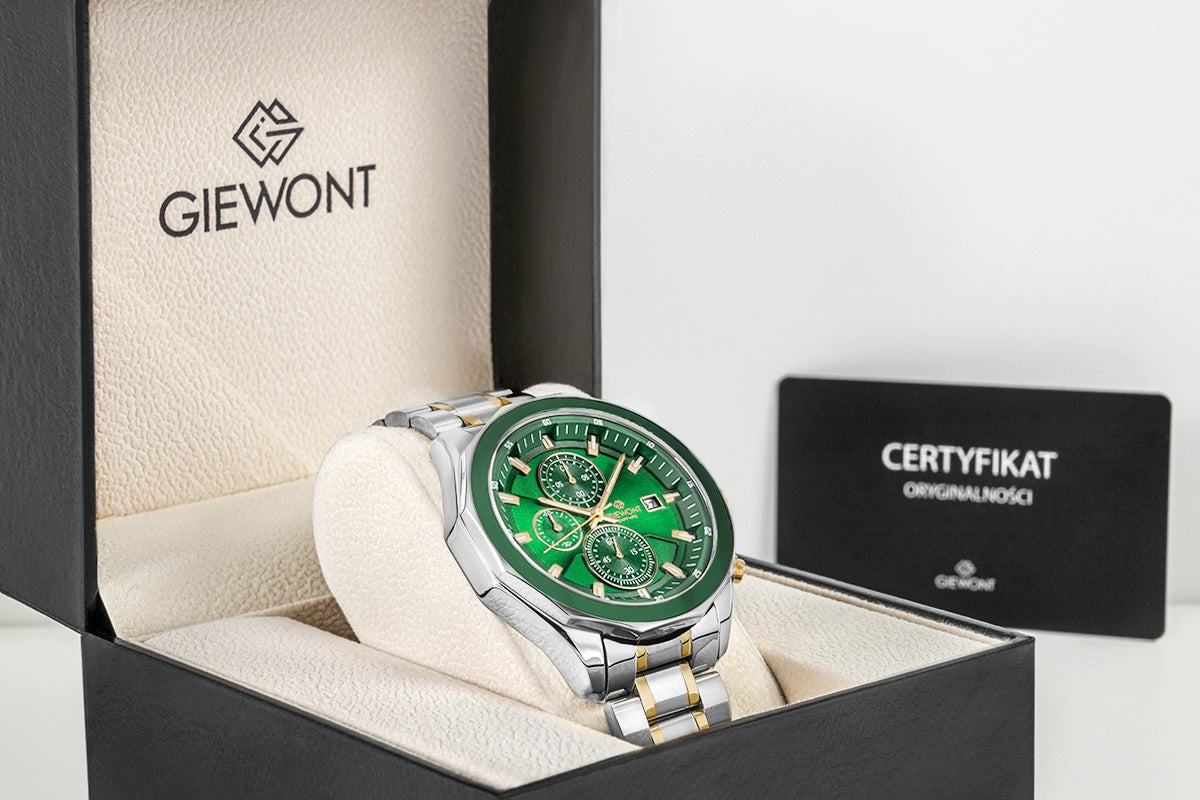 Herrenuhr Giewont Chronograph Saphir Silber Grün GW7290-B7