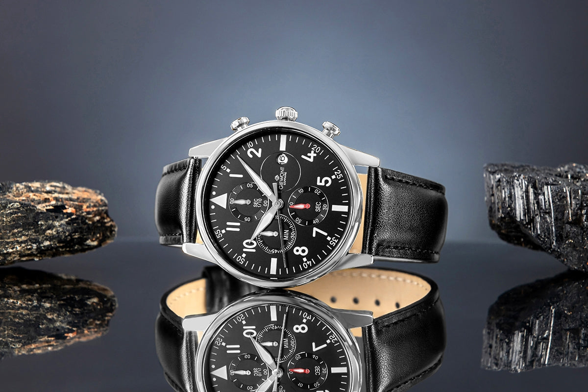 Herrenuhr Giewont Chronograph Saphir Schwarz Silber GW5630-A2