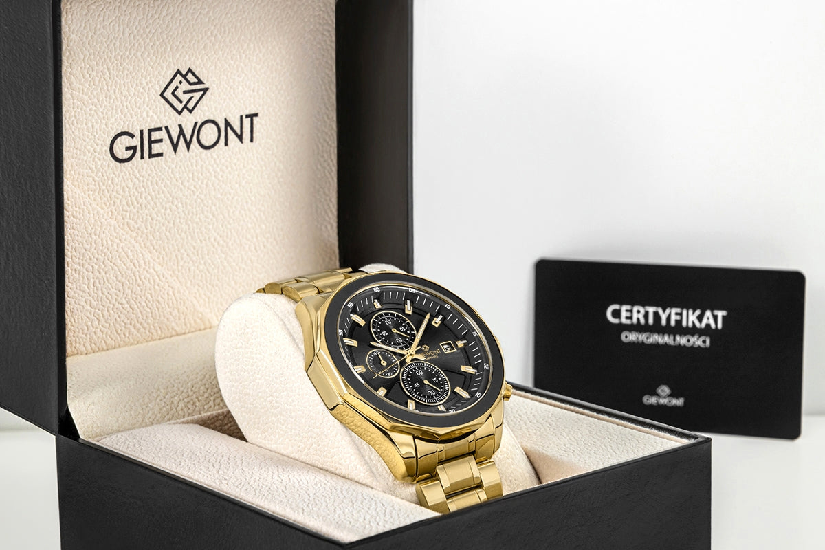 Herrenuhr Giewont Chronograph Saphir Gold Schwarz GW7290-B4