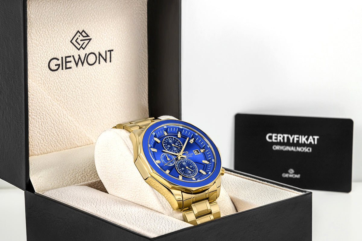 Herrenuhr Giewont Chronograph Saphir Gold Blau GW7290-B6