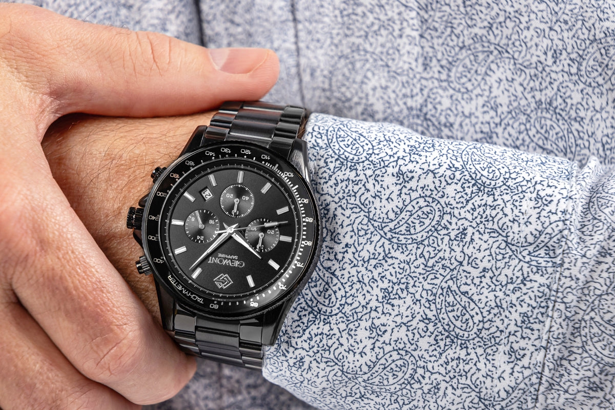 Giewont Men's Chronograph Sapphire Watch Black GW3520-B1