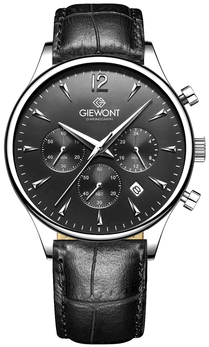Giewont Herrenuhr Chronograph Saphir Schwarz Silber GW6310-A2