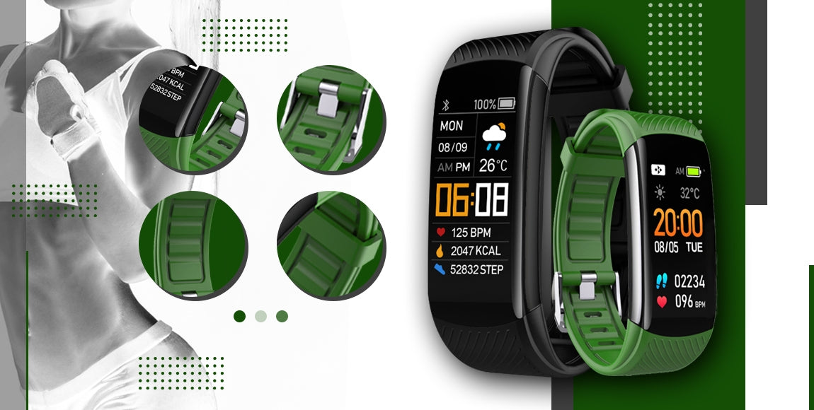 Smartwatch GIEWONT Czarno Zielony 2 Paski GW200-5