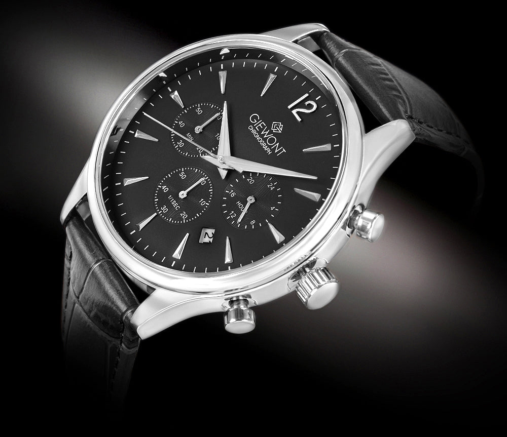 Giewont Herrenuhr Chronograph Saphir Schwarz Silber GW6310-A2
