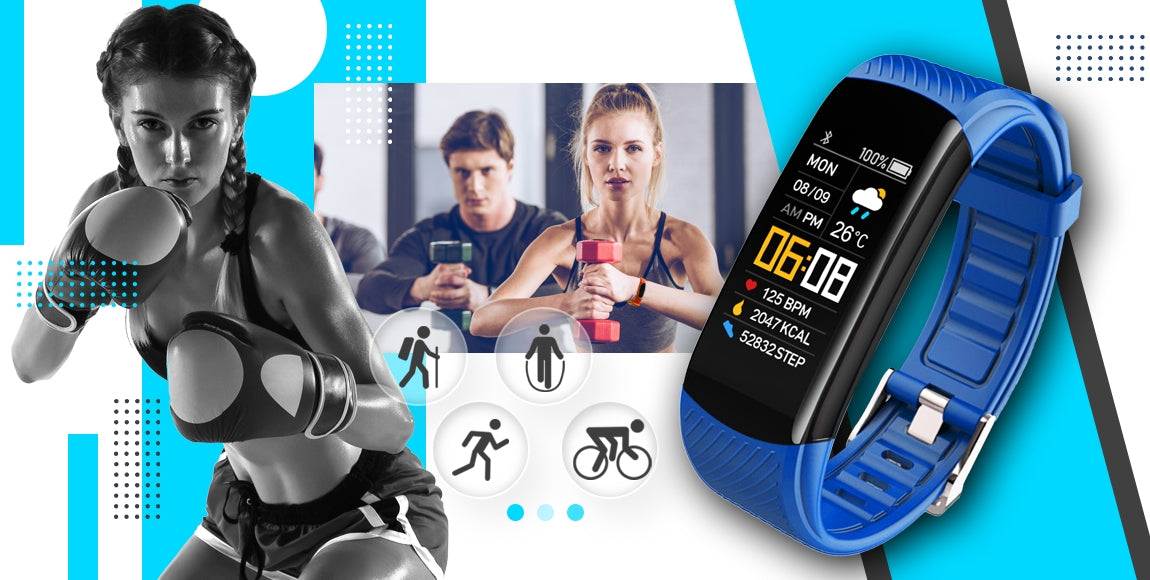Smartwatch GIEWONT Czarno Niebieski 2 Paski GW200-7