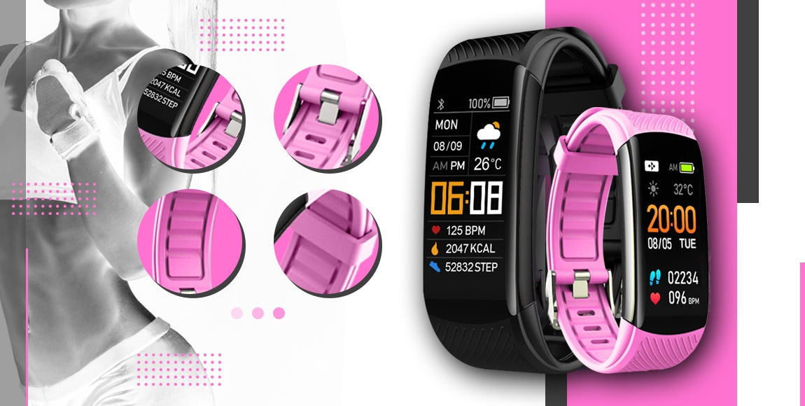 Smartwatch GIEWONT Czarno Różowy 2 Paski GW200-4
