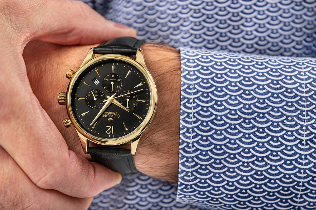 Zegarek Męski Giewont Chronograph Sapphire Czarno Złoty GW6310-A4