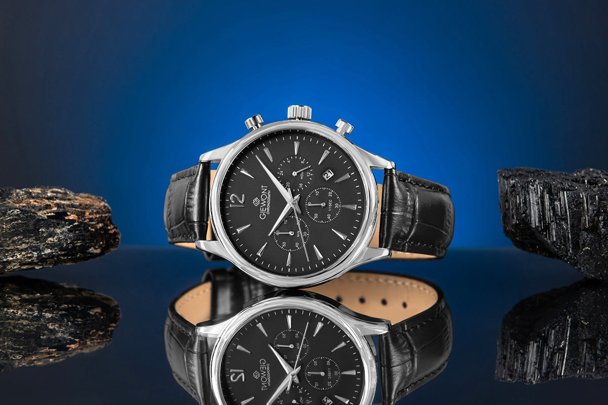 Giewont Herrenuhr Chronograph Saphir Schwarz Silber GW6310-A2