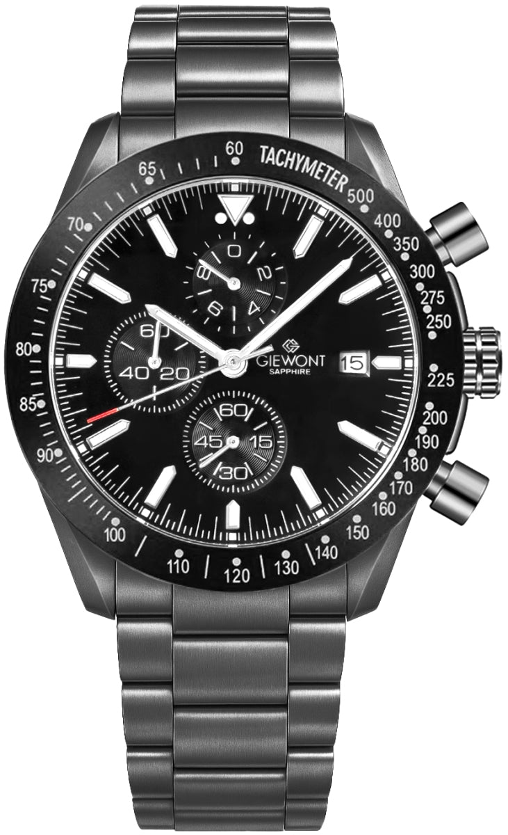 Giewont Men's Chronograph Sapphire Watch Black GW8720-B1