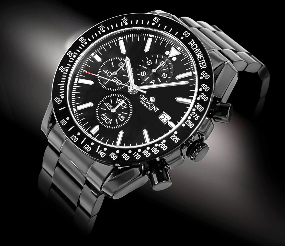Giewont Men's Chronograph Sapphire Watch Black GW8720-B1