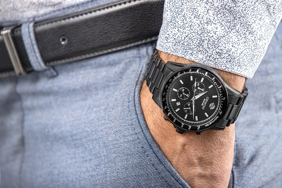 Giewont Men's Chronograph Sapphire Watch Black GW3520-B1