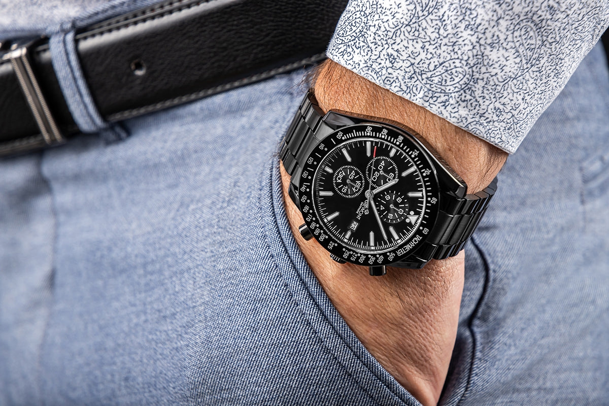 Giewont Men's Chronograph Sapphire Watch Black GW8720-B1