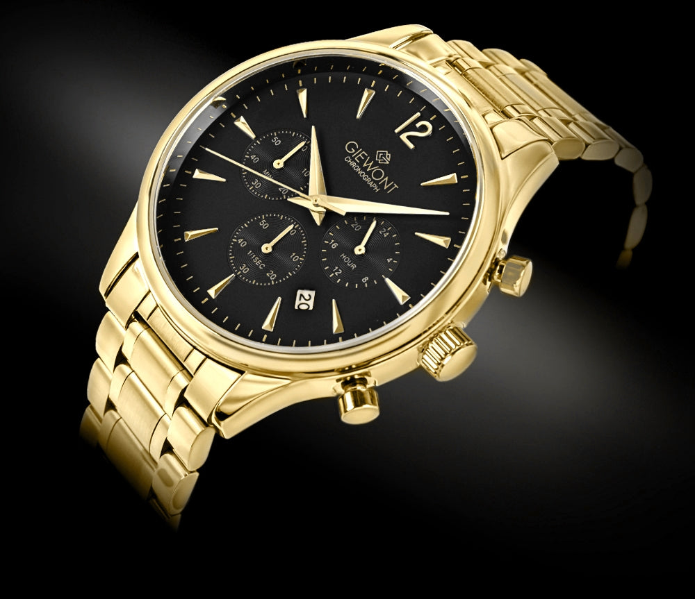Herrenuhr Giewont Chronograph Saphir Gold Schwarz GW6310-B4