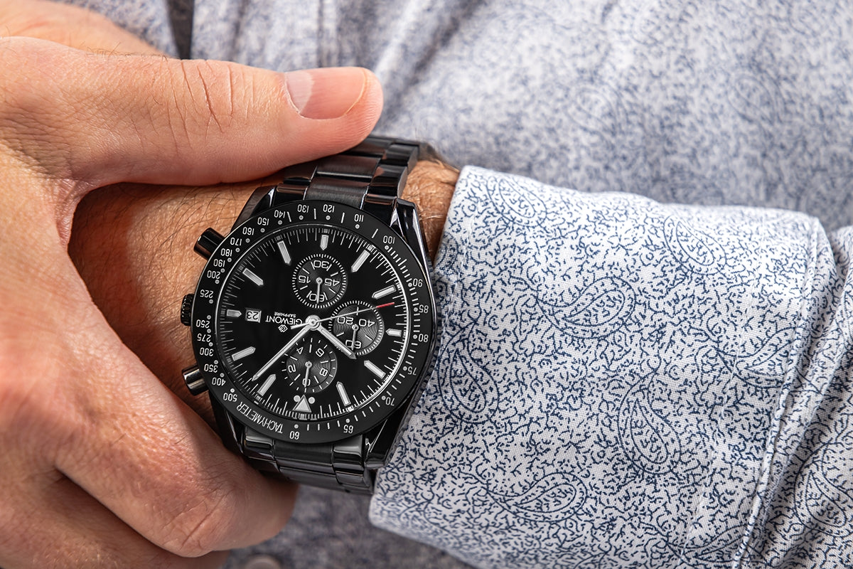 Giewont Men's Chronograph Sapphire Watch Black GW8720-B1