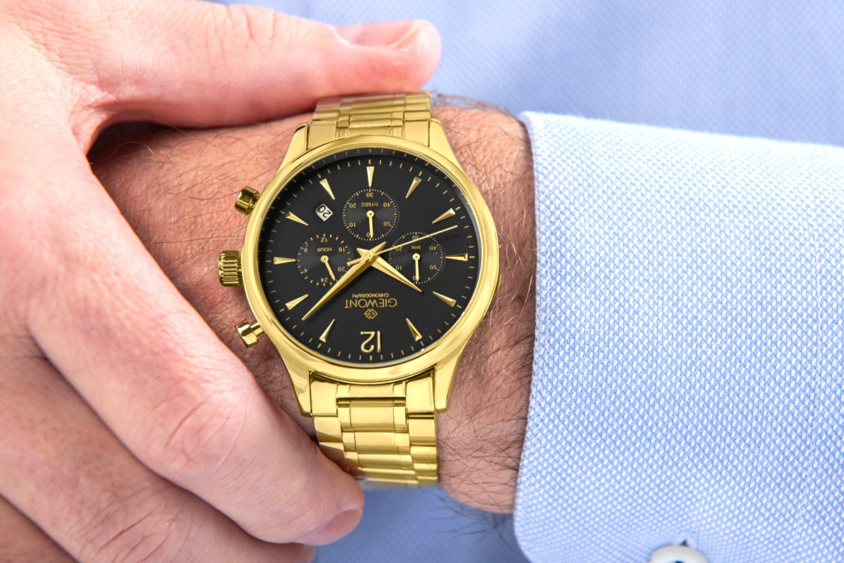 Herrenuhr Giewont Chronograph Saphir Gold Schwarz GW6310-B4