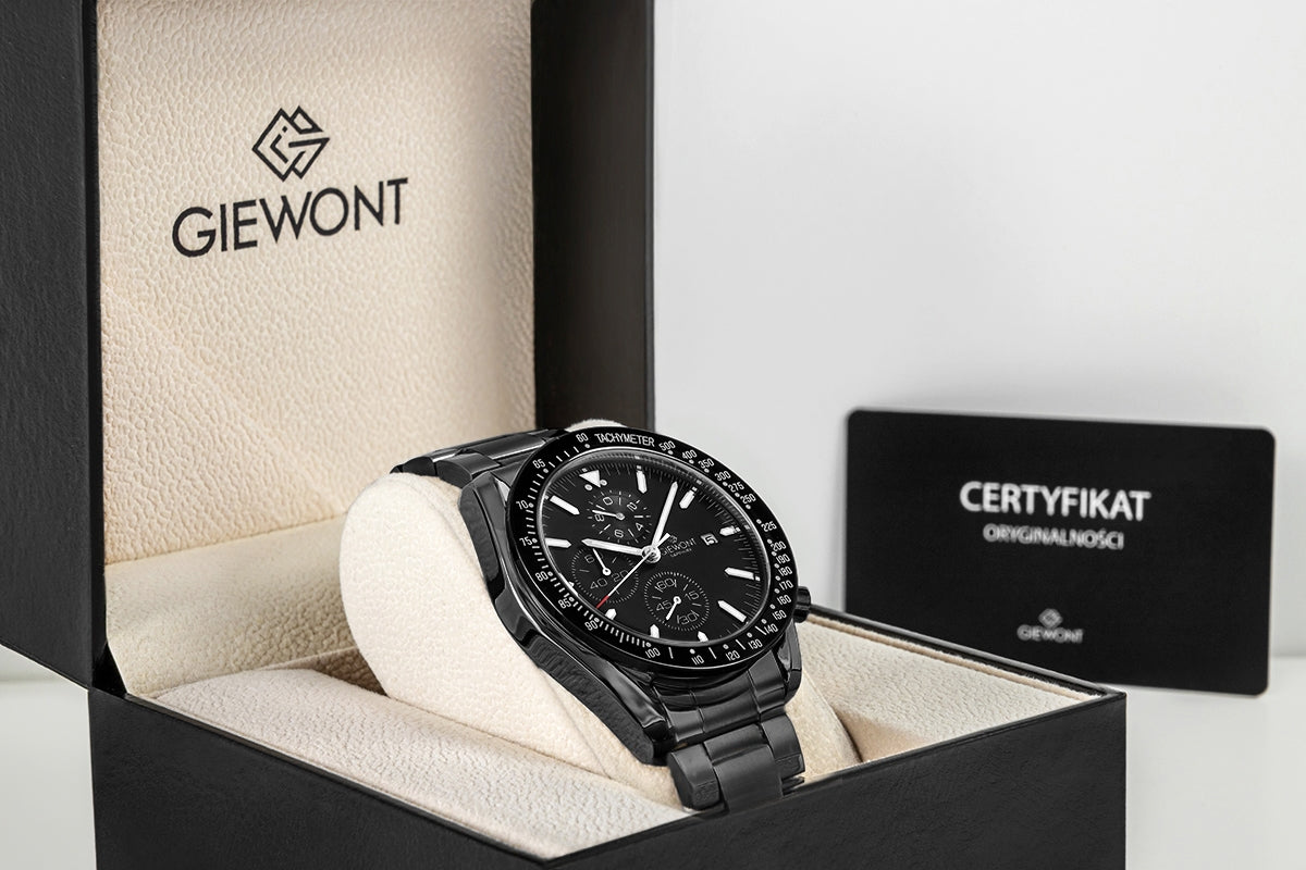 Giewont Men's Chronograph Sapphire Watch Black GW8720-B1