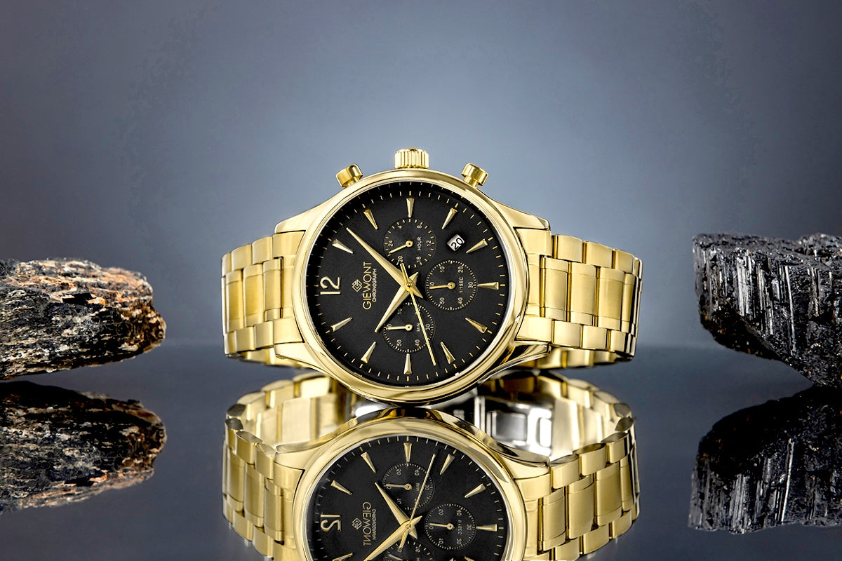 Herrenuhr Giewont Chronograph Saphir Gold Schwarz GW6310-B4