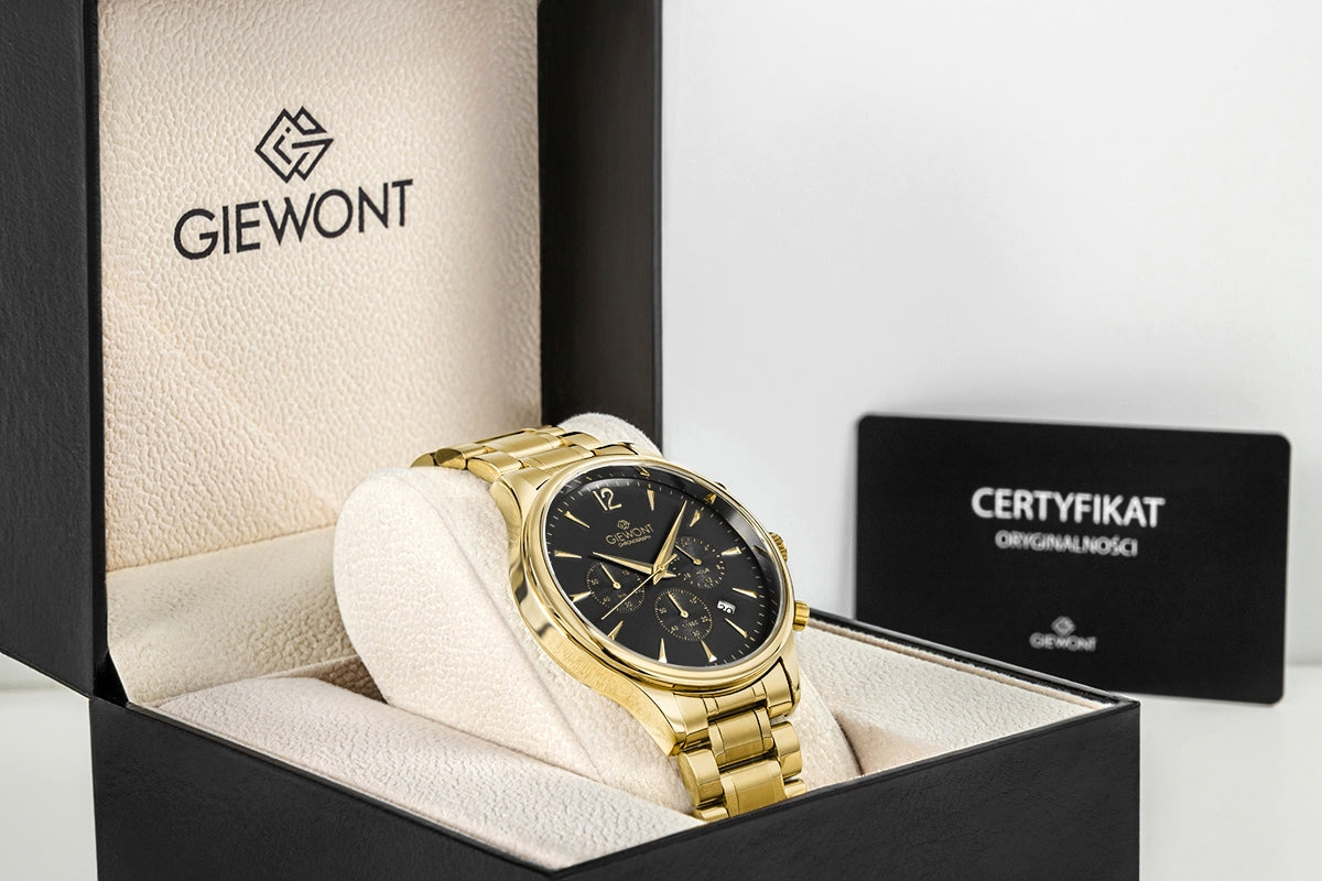Herrenuhr Giewont Chronograph Saphir Gold Schwarz GW6310-B4