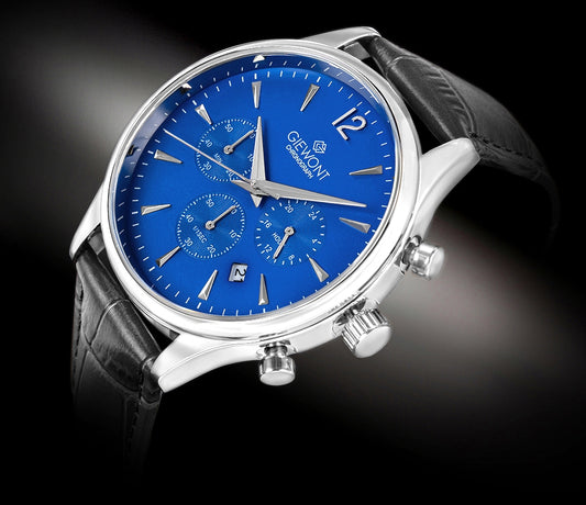 Zegarek Męski Giewont Chronograph Sapphire Czarno Niebieski GW6310-A3