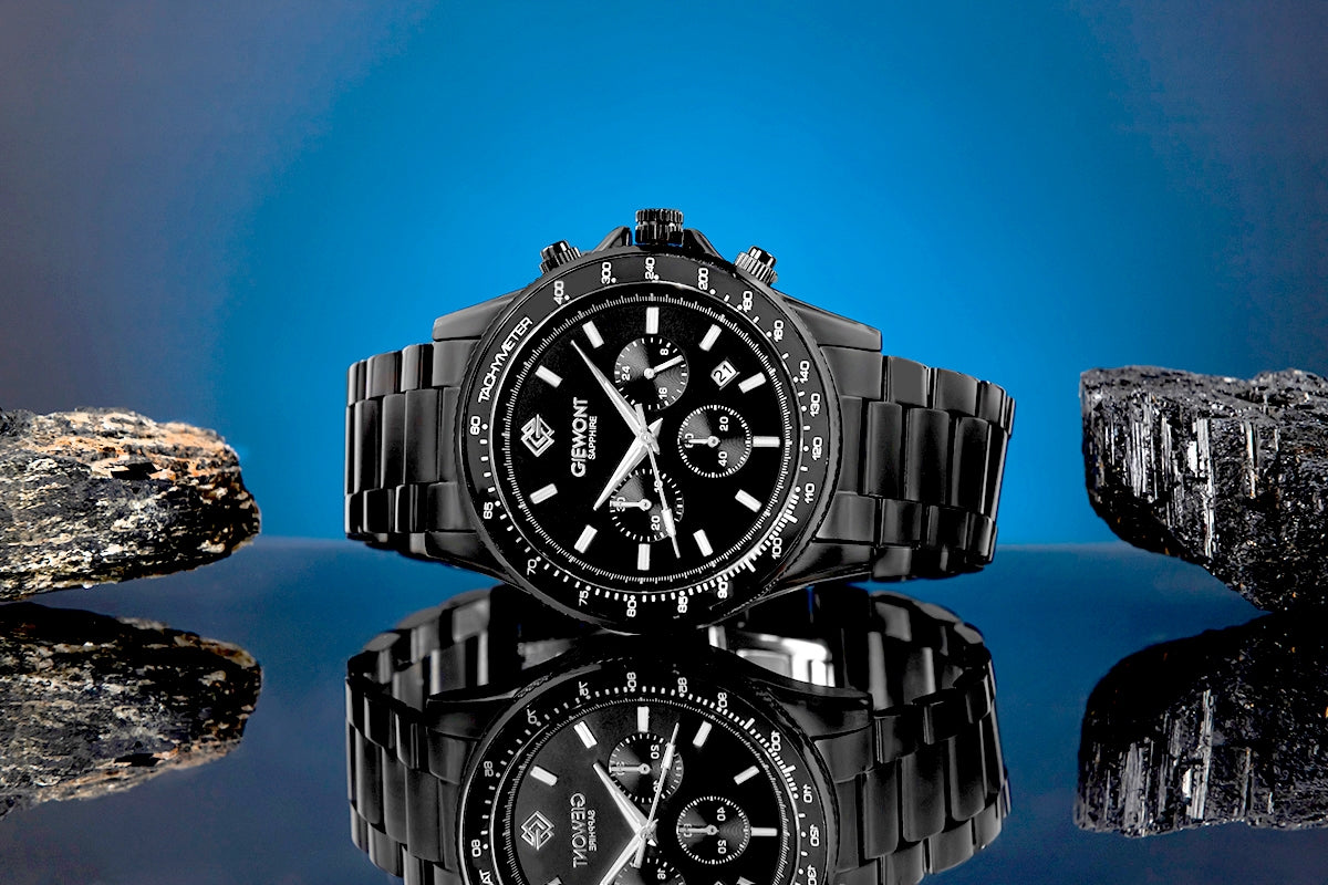 Giewont Men's Chronograph Sapphire Watch Black GW3520-B1