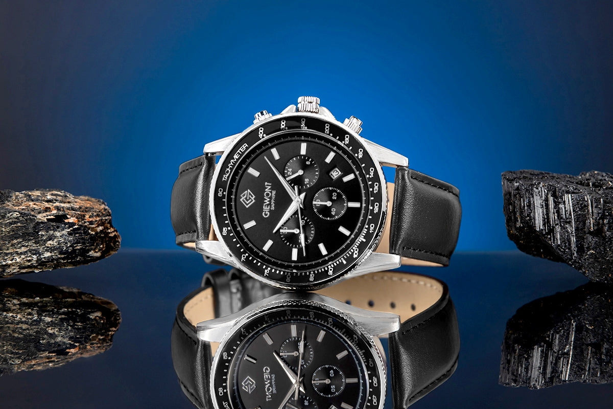 Zegarek Męski Giewont Chronograph Sapphire Czarny GW3520-A4