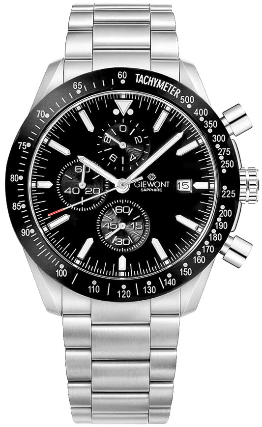 Zegarek Męski Giewont Chronograph Sapphire Srebrno Czarny GW8720-B2