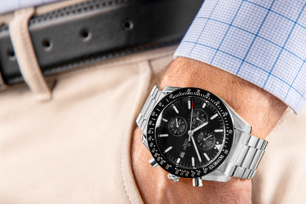 Zegarek Męski Giewont Chronograph Sapphire Srebrno Czarny GW8720-B2