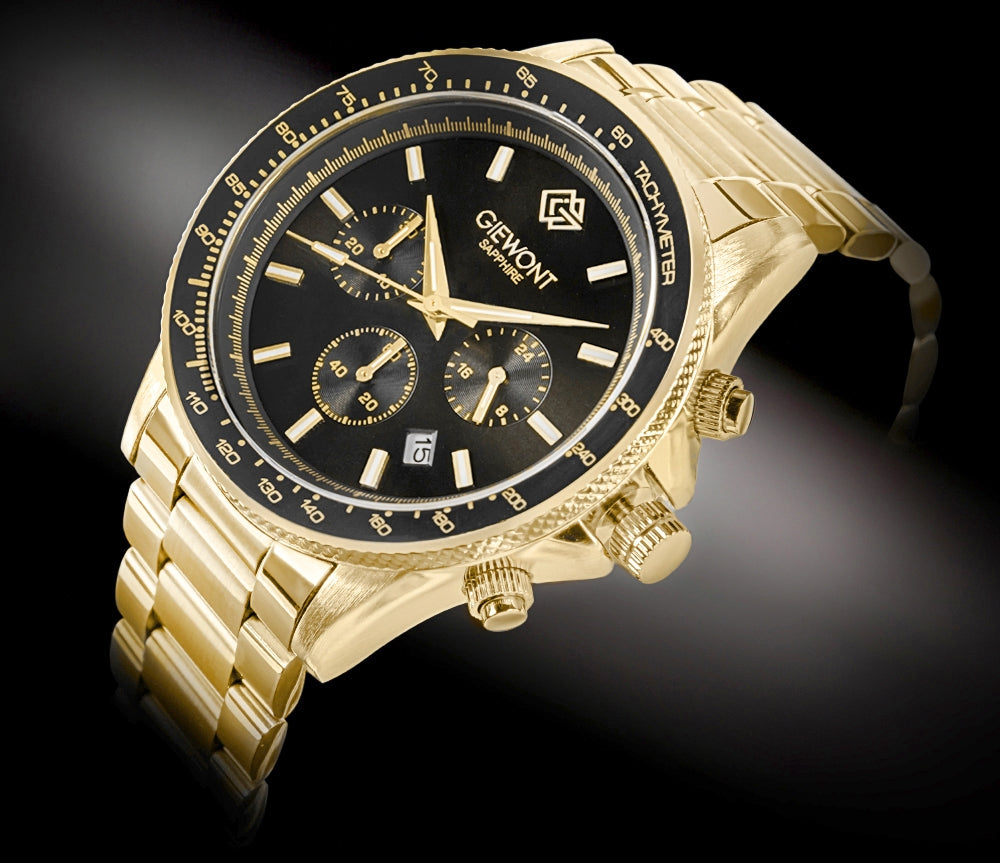 Herrenuhr Giewont Chronograph Saphir Gold Schwarz GW3520-B4