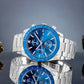 Zegarek Męski Giewont Chronograph Sapphire Srebrno Niebieski GW8720-B3
