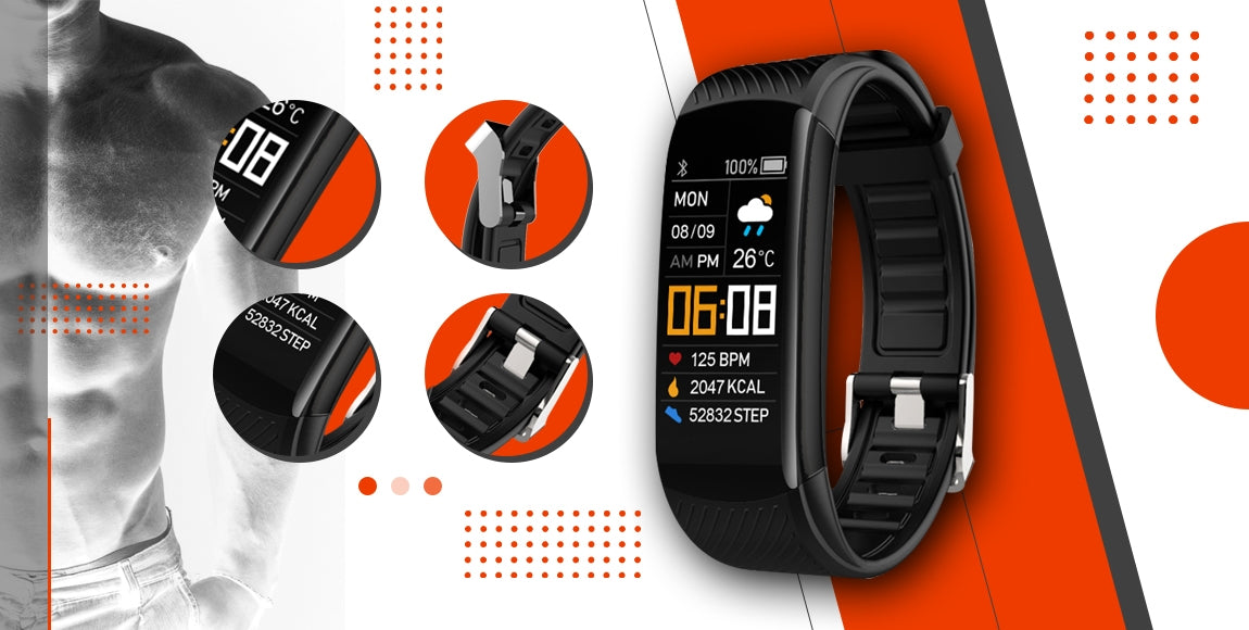 Smartwatch GIEWONT Czarno Pomarańczowy 2 Paski GW200-9