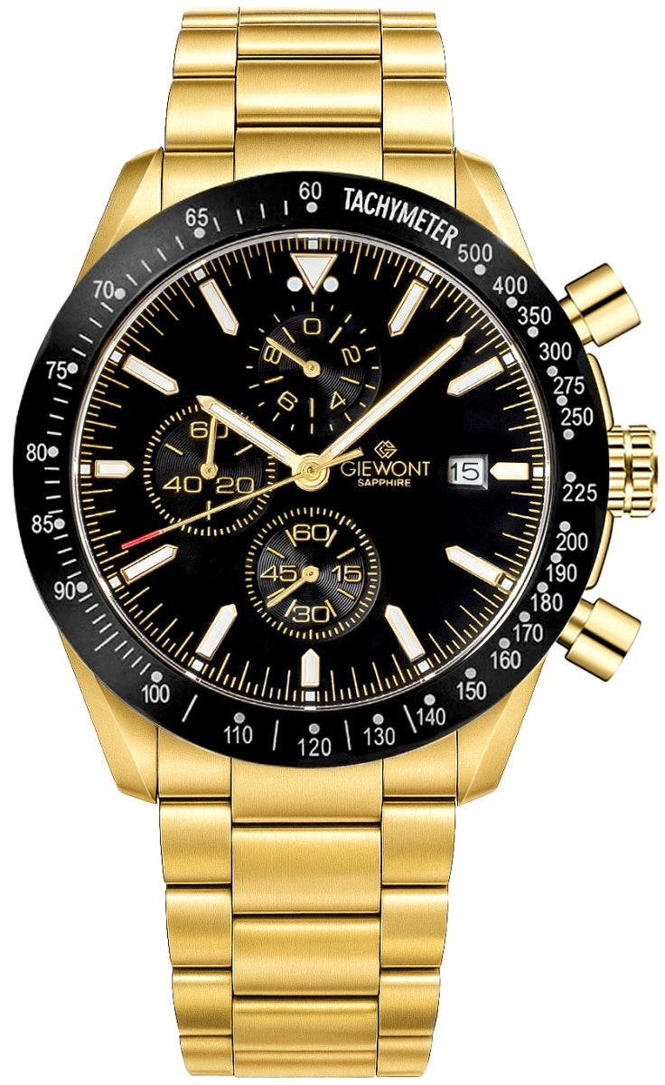 Herrenuhr Giewont Chronograph Saphir Gold Schwarz GW8720-B4