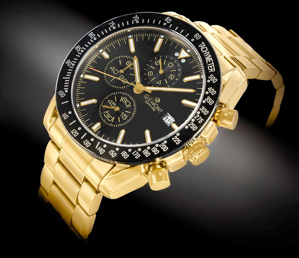 Herrenuhr Giewont Chronograph Saphir Gold Schwarz GW8720-B4