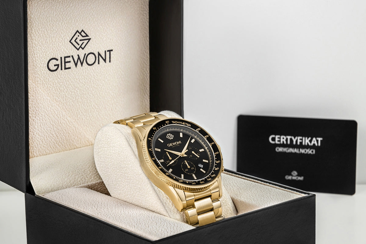 Herrenuhr Giewont Chronograph Saphir Gold Schwarz GW3520-B4