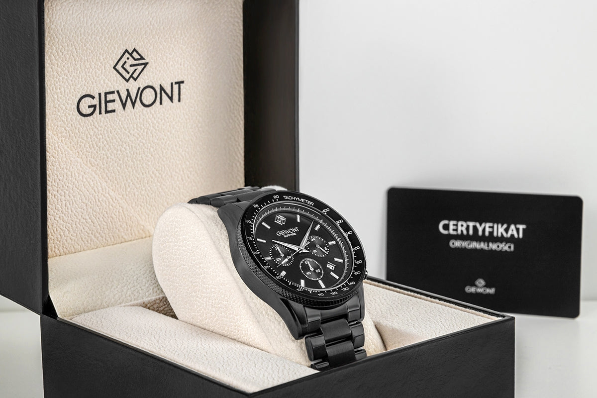 Giewont Men's Chronograph Sapphire Watch Black GW3520-B1