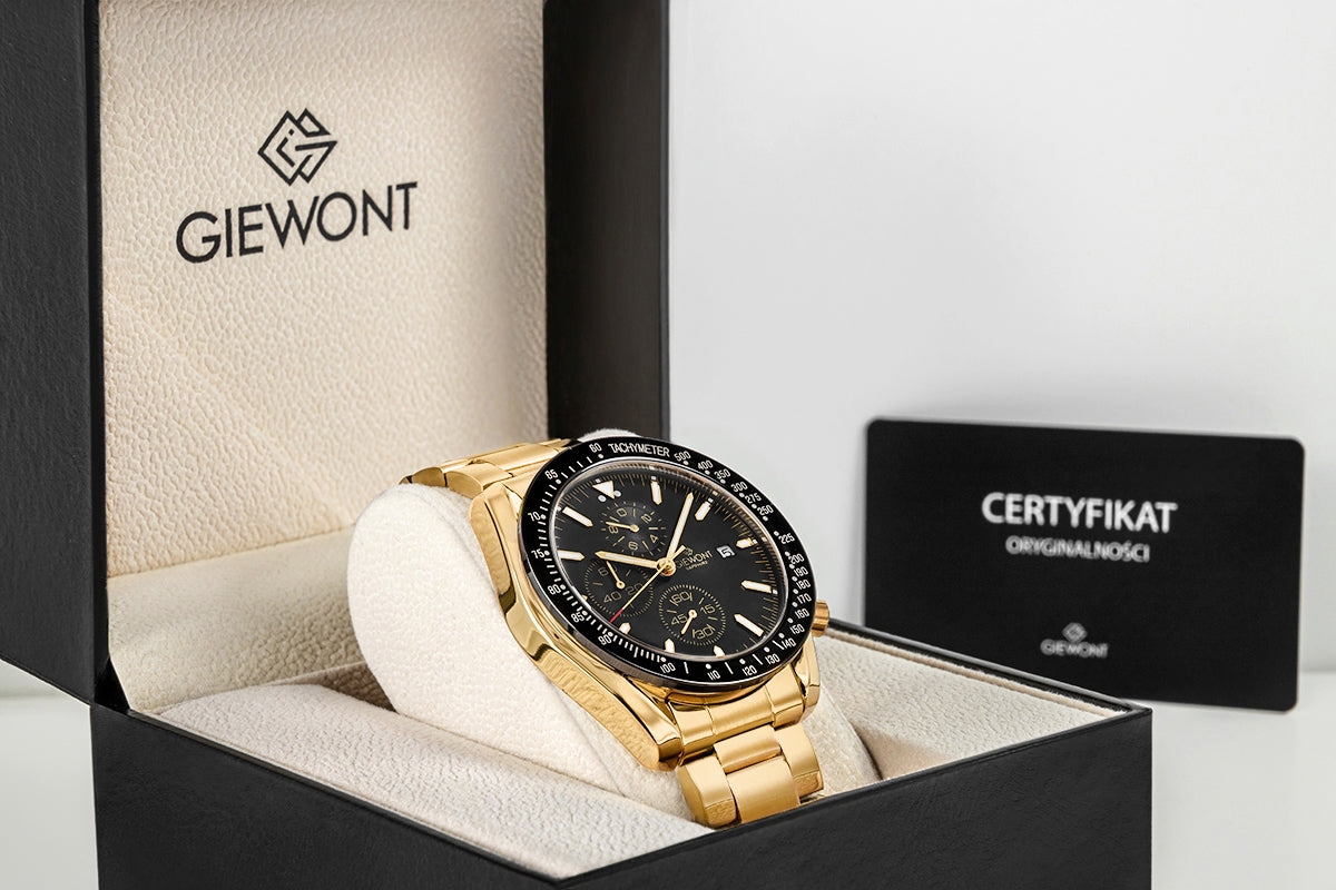 Herrenuhr Giewont Chronograph Saphir Gold Schwarz GW8720-B4