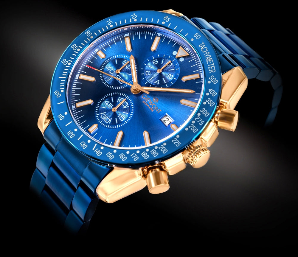 Giewont Herrenuhr Chronograph Saphir Blau Kupfer GW8720-B5