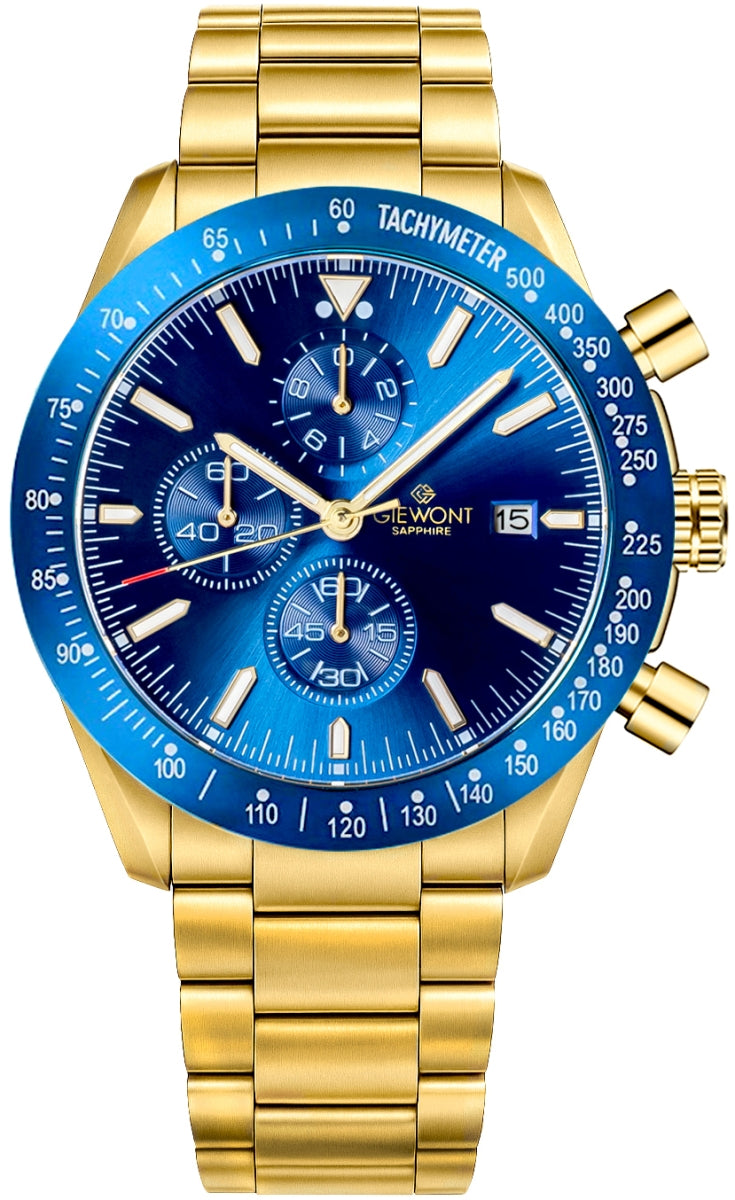 Herrenuhr Giewont Chronograph Saphir Gold Blau GW8720-B6