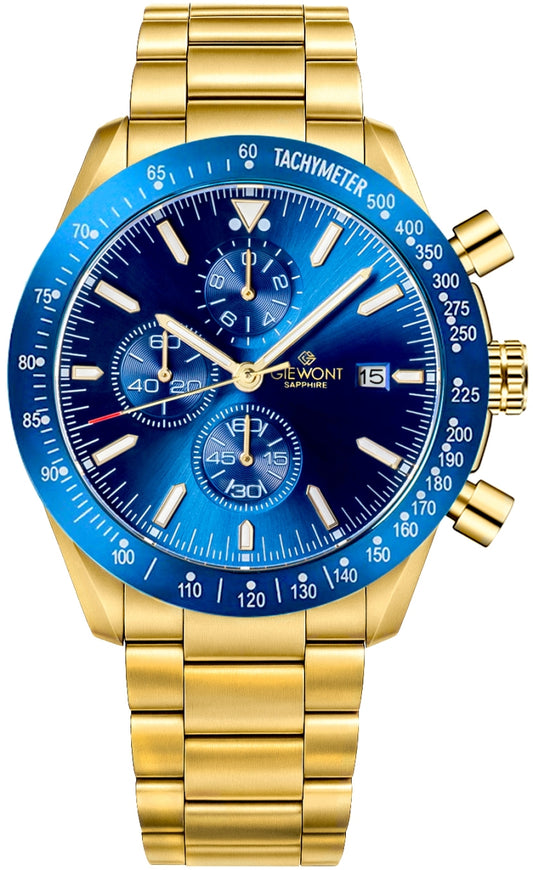 Zegarek Męski Giewont Chronograph Sapphire Złoto Niebieski GW8720-B6