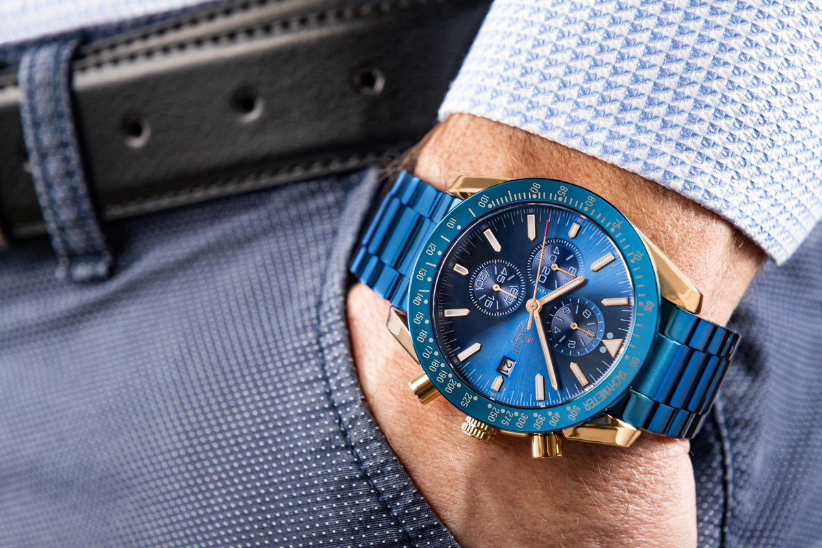 Giewont Herrenuhr Chronograph Saphir Blau Kupfer GW8720-B5