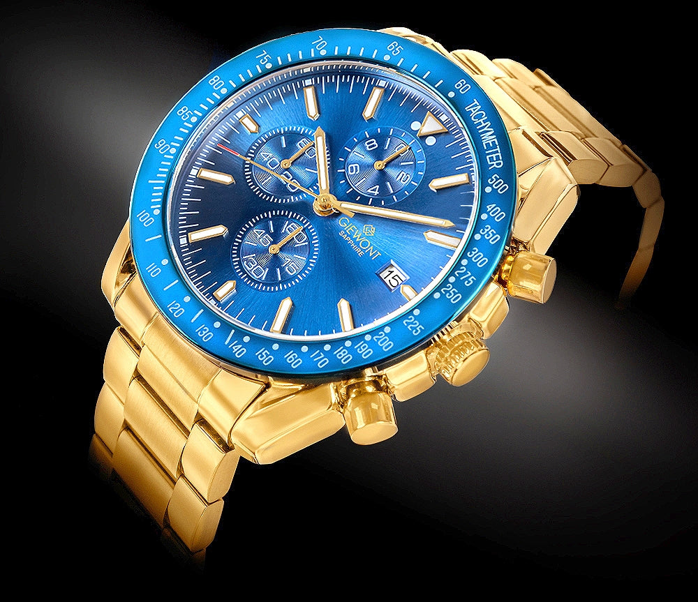Herrenuhr Giewont Chronograph Saphir Gold Blau GW8720-B6